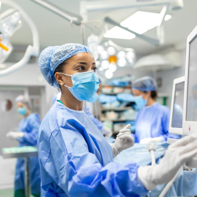 Anesthetist working in operating theatre
