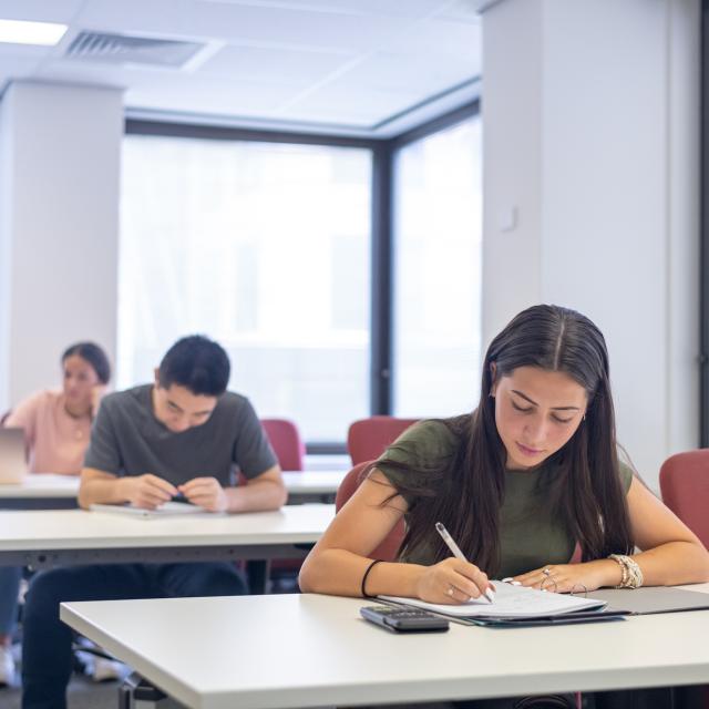 High school students taking exam
