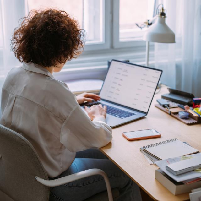 Women sitting at laptop in home