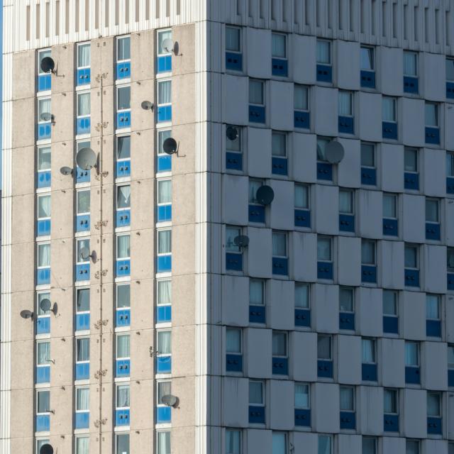 Facade of two tower blocks in London