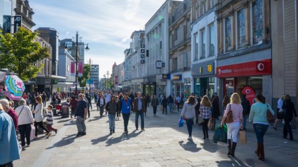 High street scene in Scotland